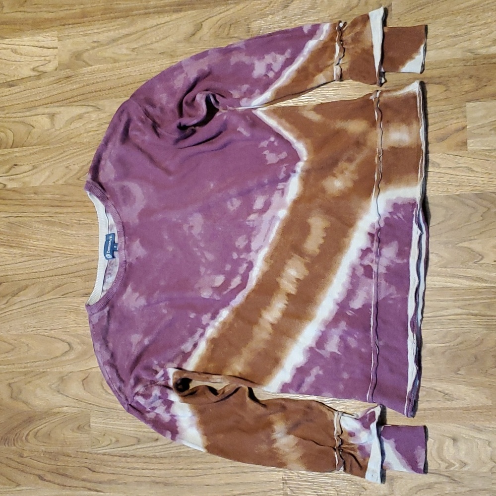 Democracy Tie Dye Cotton Sweater Womens Size S Plum Rusty Brown